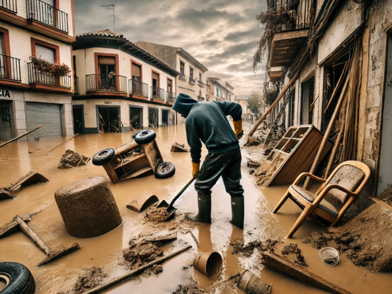 Fotografía realizando un servicio profesional de limpieza DANA